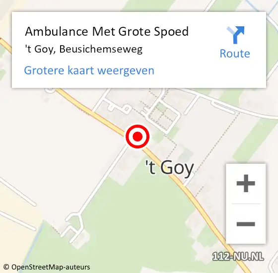 Locatie op kaart van de 112 melding: Ambulance Met Grote Spoed Naar 't Goy, Beusichemseweg op 1 december 2016 20:56