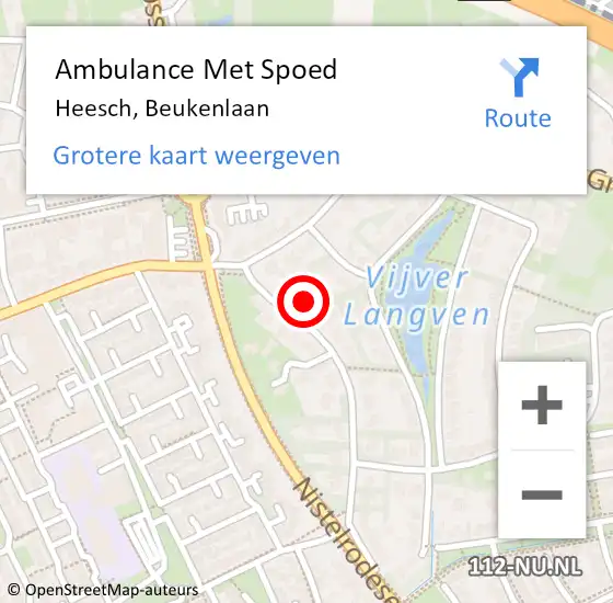 Locatie op kaart van de 112 melding: Ambulance Met Spoed Naar Heesch, Beukenlaan op 3 januari 2014 08:46