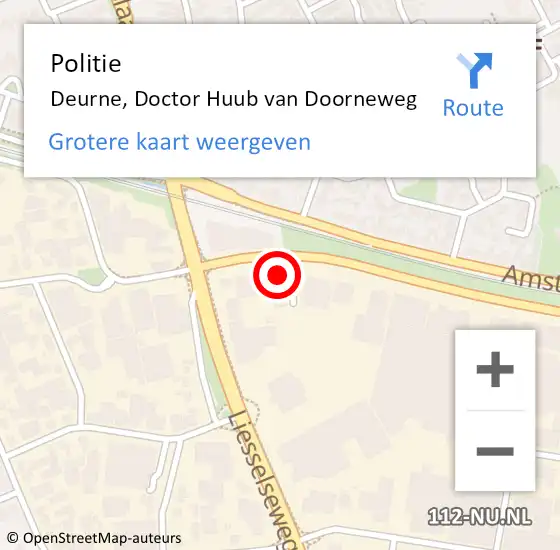 Locatie op kaart van de 112 melding: Politie Deurne, Doctor Huub van Doorneweg op 2 december 2016 00:03