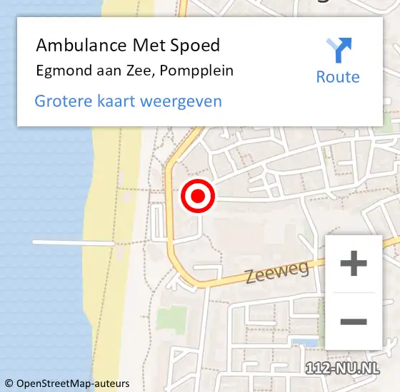 Locatie op kaart van de 112 melding: Ambulance Met Spoed Naar Egmond aan Zee, Pompplein op 2 december 2016 00:23