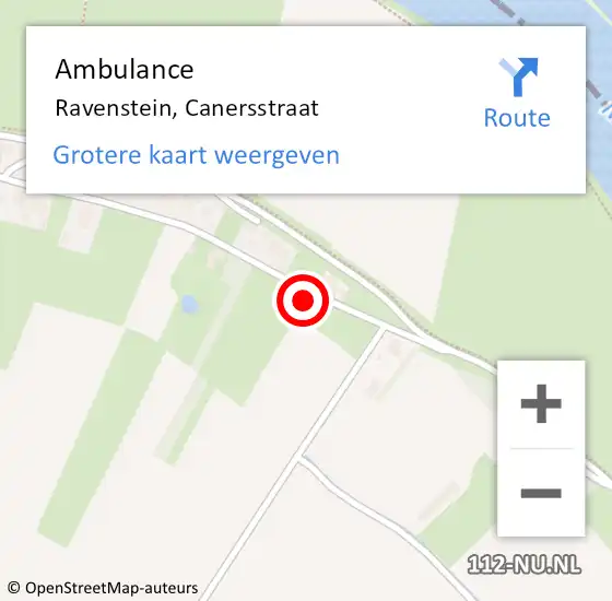 Locatie op kaart van de 112 melding: Ambulance Ravenstein, Canersstraat op 2 december 2016 02:30