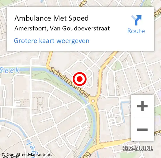 Locatie op kaart van de 112 melding: Ambulance Met Spoed Naar Amersfoort, Van Goudoeverstraat op 2 december 2016 04:35