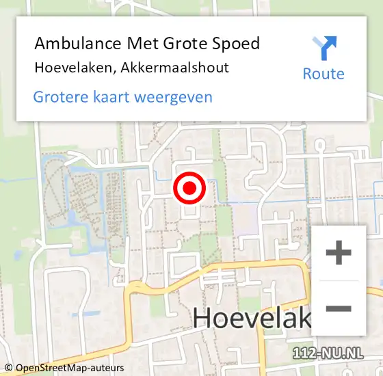 Locatie op kaart van de 112 melding: Ambulance Met Grote Spoed Naar Hoevelaken, Akkermaalshout op 2 december 2016 05:40