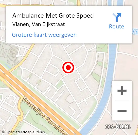 Locatie op kaart van de 112 melding: Ambulance Met Grote Spoed Naar Vianen, Van Eijkstraat op 2 december 2016 07:54