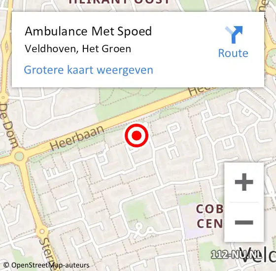 Locatie op kaart van de 112 melding: Ambulance Met Spoed Naar Veldhoven, Het Groen op 2 december 2016 08:15