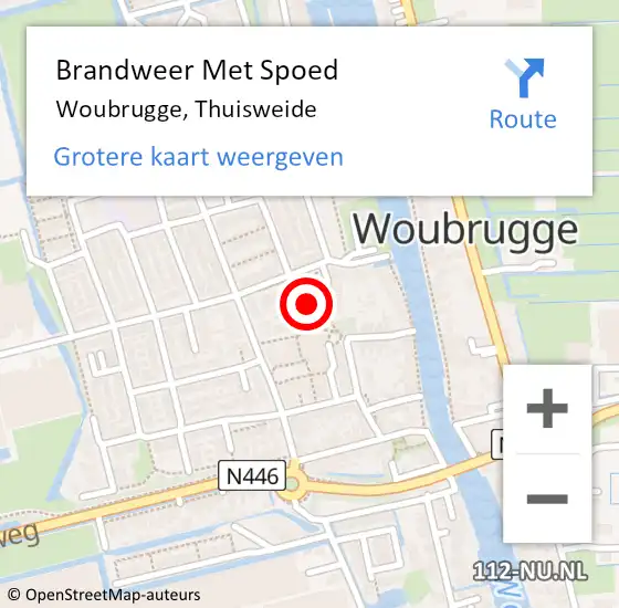 Locatie op kaart van de 112 melding: Brandweer Met Spoed Naar Woubrugge, Thuisweide op 3 januari 2014 09:14