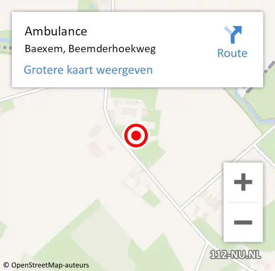 Locatie op kaart van de 112 melding: Ambulance Baexem, Beemderhoekweg op 2 december 2016 08:41