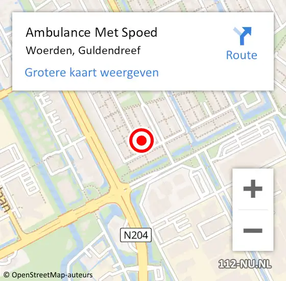 Locatie op kaart van de 112 melding: Ambulance Met Spoed Naar Woerden, Guldendreef op 2 december 2016 09:19