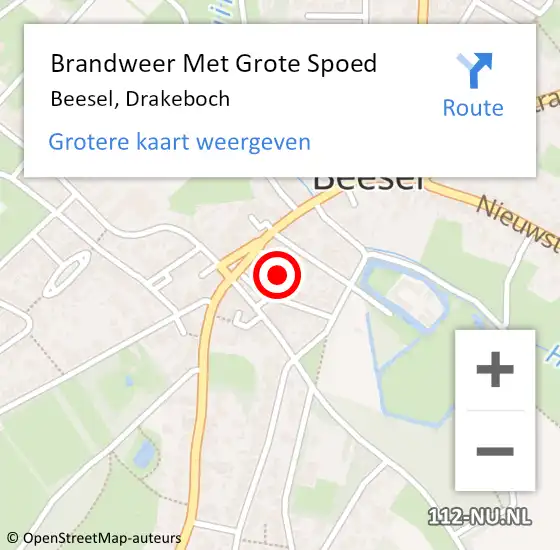 Locatie op kaart van de 112 melding: Brandweer Met Grote Spoed Naar Beesel, Drakeboch op 2 december 2016 09:42