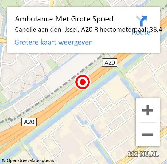 Locatie op kaart van de 112 melding: Ambulance Met Grote Spoed Naar Capelle aan den IJssel, A20 L op 2 december 2016 10:14