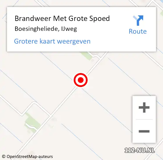 Locatie op kaart van de 112 melding: Brandweer Met Grote Spoed Naar Boesingheliede, IJweg op 2 december 2016 11:29