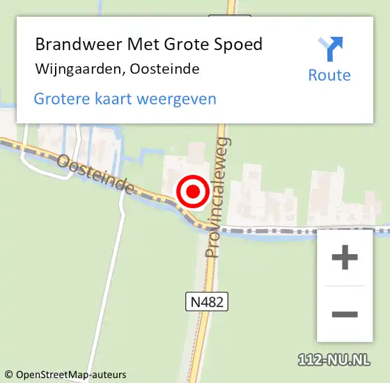 Locatie op kaart van de 112 melding: Brandweer Met Grote Spoed Naar Wijngaarden, Oosteinde op 2 december 2016 11:31