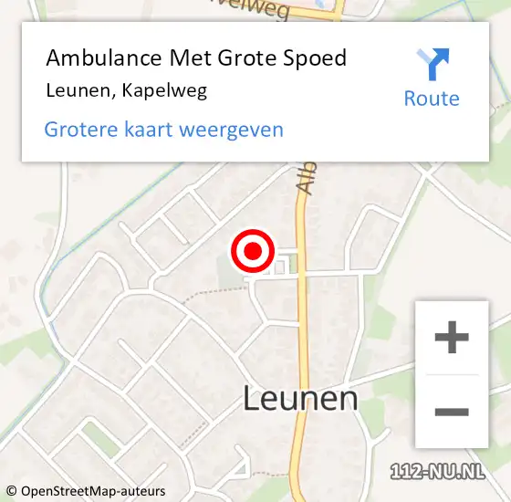 Locatie op kaart van de 112 melding: Ambulance Met Grote Spoed Naar Leunen, Kapelweg op 2 december 2016 11:43