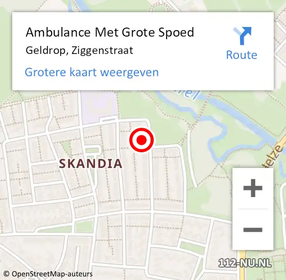 Locatie op kaart van de 112 melding: Ambulance Met Grote Spoed Naar Geldrop, Ziggenstraat op 2 december 2016 11:53