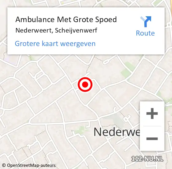 Locatie op kaart van de 112 melding: Ambulance Met Grote Spoed Naar Nederweert, Scheijvenwerf op 2 december 2016 11:56