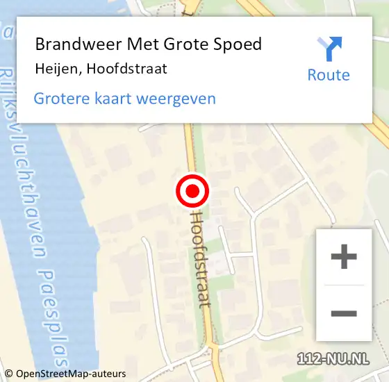 Locatie op kaart van de 112 melding: Brandweer Met Grote Spoed Naar Heijen, Hoofdstraat op 2 december 2016 12:51