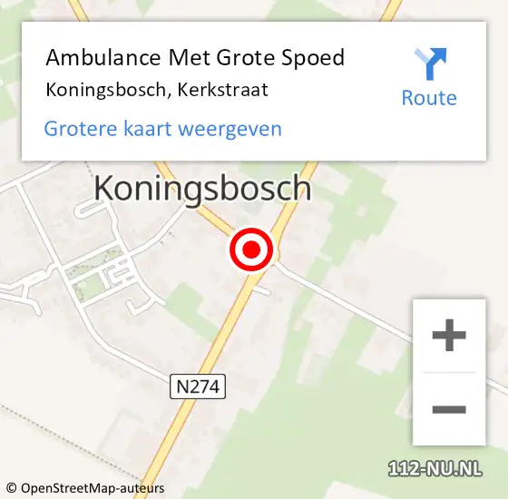 Locatie op kaart van de 112 melding: Ambulance Met Grote Spoed Naar Koningsbosch, Kerkstraat op 3 januari 2014 09:47