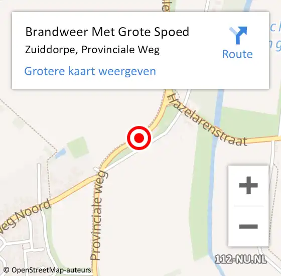 Locatie op kaart van de 112 melding: Brandweer Met Grote Spoed Naar Zuiddorpe, Provinciale Weg op 2 december 2016 13:38