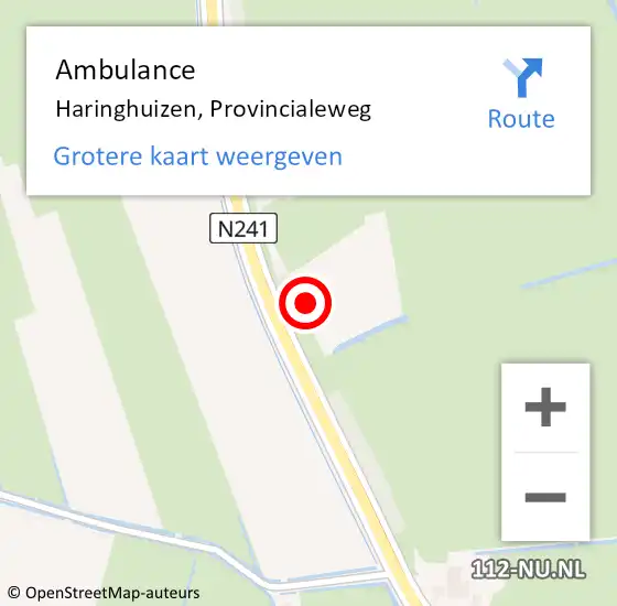 Locatie op kaart van de 112 melding: Ambulance Haringhuizen, Provincialeweg op 2 december 2016 13:44
