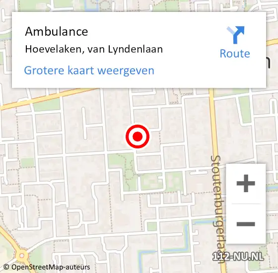 Locatie op kaart van de 112 melding: Ambulance Hoevelaken, van Lyndenlaan op 2 december 2016 14:26