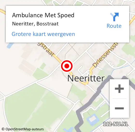 Locatie op kaart van de 112 melding: Ambulance Met Spoed Naar Neeritter, Bosstraat op 2 december 2016 15:14