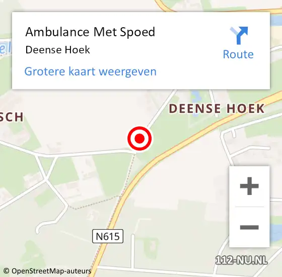 Locatie op kaart van de 112 melding: Ambulance Met Spoed Naar Deense Hoek op 2 december 2016 15:14