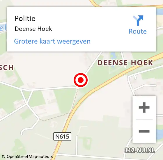 Locatie op kaart van de 112 melding: Politie Deense Hoek op 2 december 2016 15:15