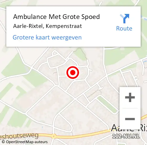 Locatie op kaart van de 112 melding: Ambulance Met Grote Spoed Naar Aarle-Rixtel, Kempenstraat op 2 december 2016 15:42