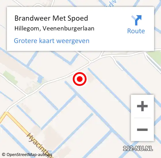 Locatie op kaart van de 112 melding: Brandweer Met Spoed Naar Hillegom, Veenenburgerlaan op 2 december 2016 15:51