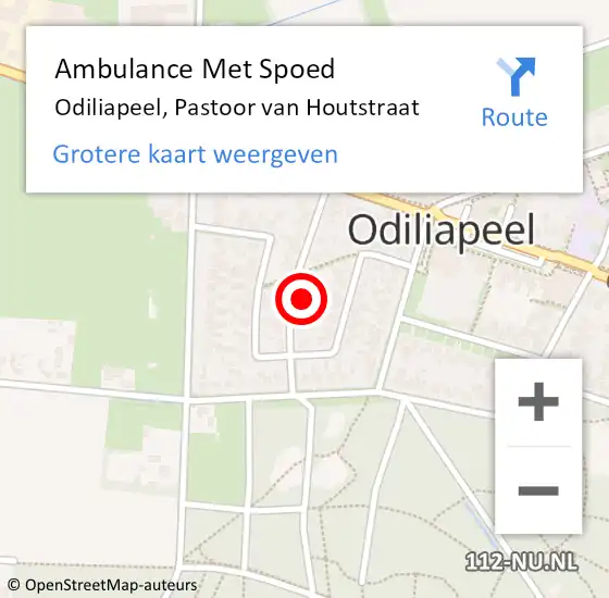 Locatie op kaart van de 112 melding: Ambulance Met Spoed Naar Odiliapeel, Pastoor van Houtstraat op 2 december 2016 16:12