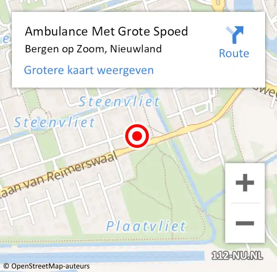 Locatie op kaart van de 112 melding: Ambulance Met Grote Spoed Naar Bergen op Zoom, Nieuwland op 2 december 2016 16:30