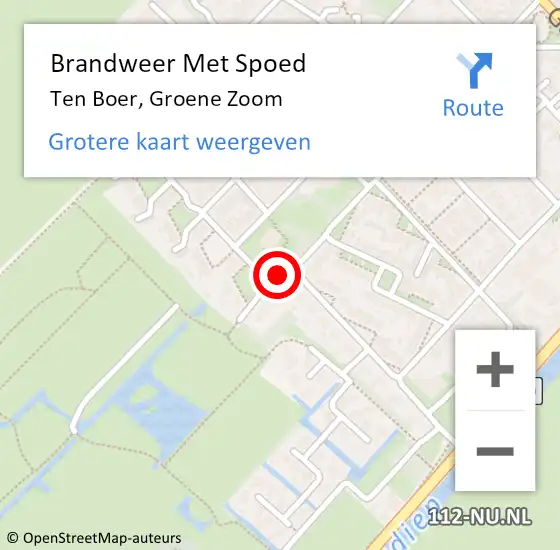 Locatie op kaart van de 112 melding: Brandweer Met Spoed Naar Ten Boer, Groene Zoom op 2 december 2016 16:44