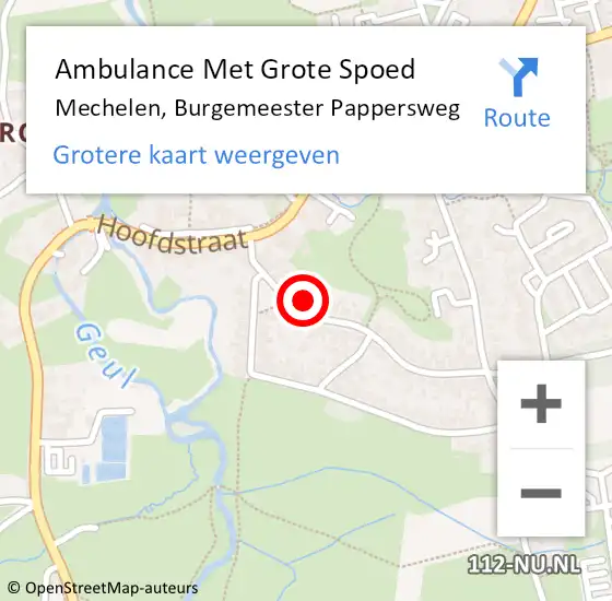 Locatie op kaart van de 112 melding: Ambulance Met Grote Spoed Naar Mechelen, Burgemeester Pappersweg op 3 januari 2014 10:04