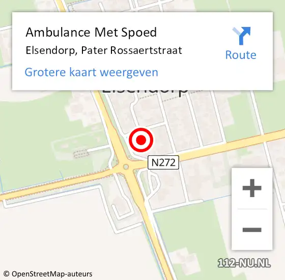 Locatie op kaart van de 112 melding: Ambulance Met Spoed Naar Elsendorp, Pater Rossaertstraat op 2 december 2016 17:48