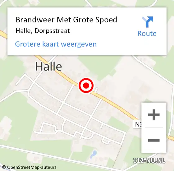 Locatie op kaart van de 112 melding: Brandweer Met Grote Spoed Naar Halle, Dorpsstraat op 2 december 2016 17:54