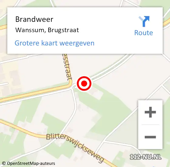 Locatie op kaart van de 112 melding: Brandweer Wanssum, Brugstraat op 2 december 2016 18:18