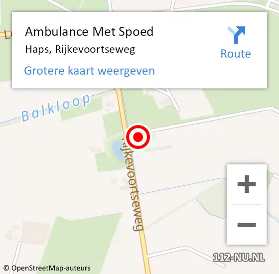 Locatie op kaart van de 112 melding: Ambulance Met Spoed Naar Haps, Rijkevoortseweg op 2 december 2016 19:40