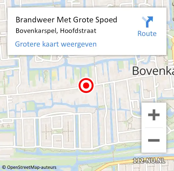 Locatie op kaart van de 112 melding: Brandweer Met Grote Spoed Naar Bovenkarspel, Hoofdstraat op 2 december 2016 19:45