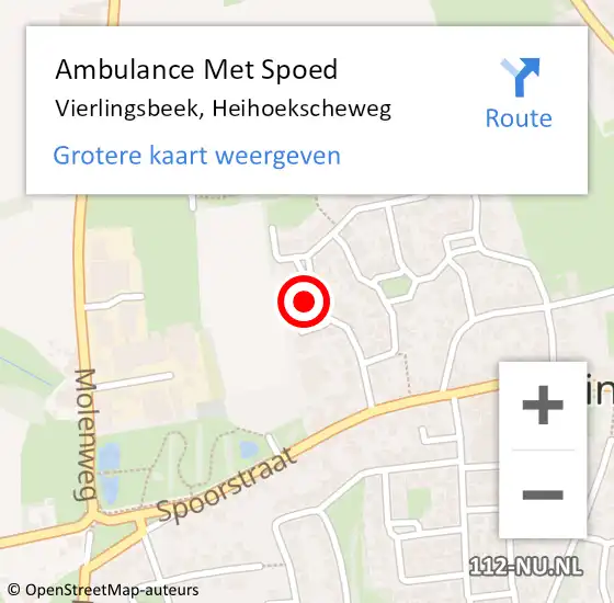 Locatie op kaart van de 112 melding: Ambulance Met Spoed Naar Vierlingsbeek, Heihoekscheweg op 2 december 2016 20:39