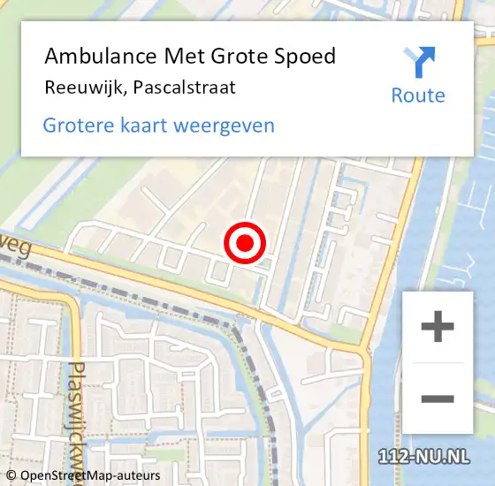 Locatie op kaart van de 112 melding: Ambulance Met Grote Spoed Naar Reeuwijk, Pascalstraat op 2 december 2016 20:42