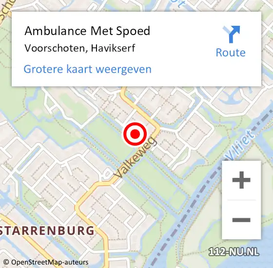 Locatie op kaart van de 112 melding: Ambulance Met Spoed Naar Voorschoten, Havikserf op 2 december 2016 22:00