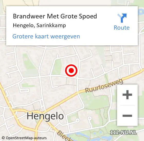 Locatie op kaart van de 112 melding: Brandweer Met Grote Spoed Naar Hengelo, Sarinkkamp op 2 december 2016 22:07