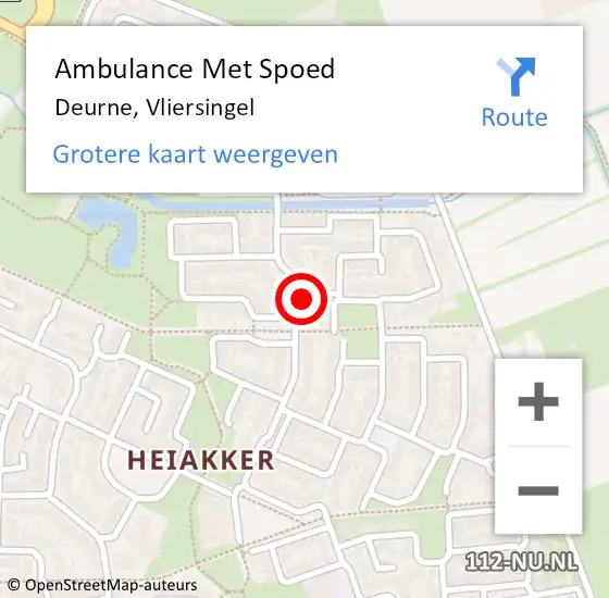 Locatie op kaart van de 112 melding: Ambulance Met Spoed Naar Deurne, Vliersingel op 2 december 2016 23:48