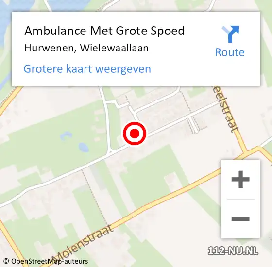 Locatie op kaart van de 112 melding: Ambulance Met Grote Spoed Naar Hurwenen, Wielewaallaan op 3 december 2016 00:24