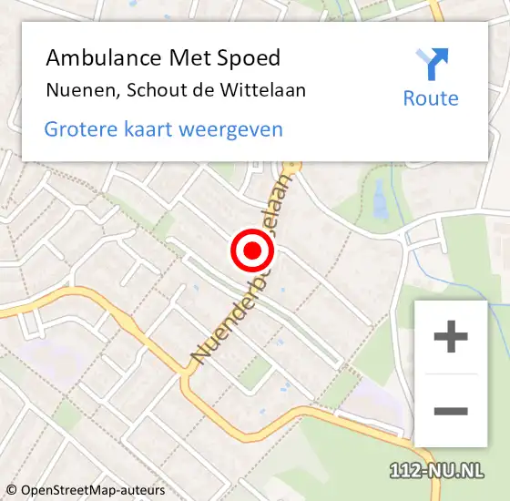 Locatie op kaart van de 112 melding: Ambulance Met Spoed Naar Nuenen, Schout de Wittelaan op 3 december 2016 01:13