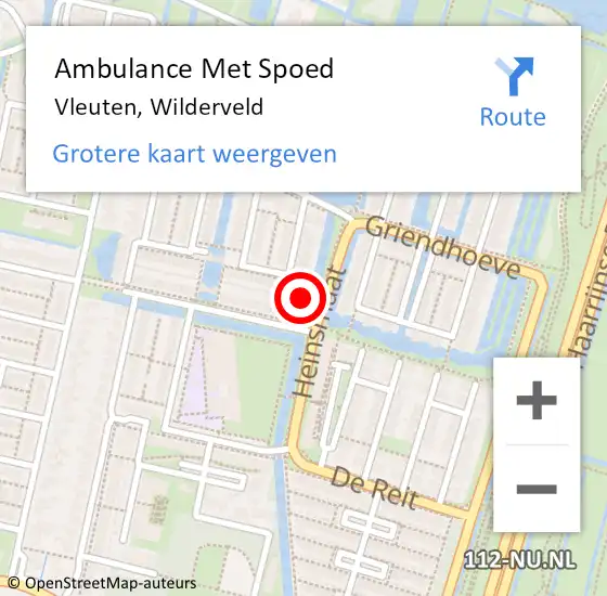 Locatie op kaart van de 112 melding: Ambulance Met Spoed Naar Vleuten, Wilderveld op 3 december 2016 01:53