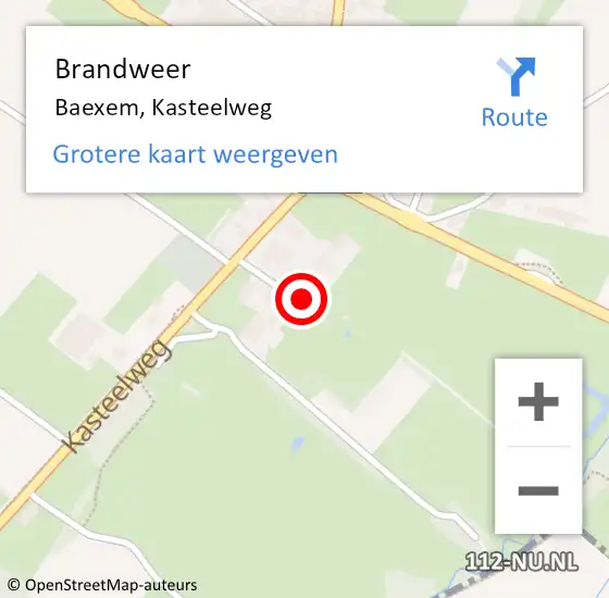 Locatie op kaart van de 112 melding: Brandweer Baexem, Kasteelweg op 3 december 2016 02:24