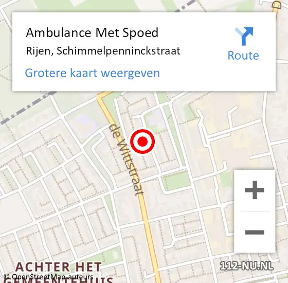 Locatie op kaart van de 112 melding: Ambulance Met Spoed Naar Rijen, Schimmelpenninckstraat op 3 december 2016 03:55