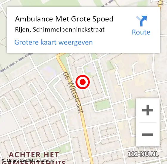 Locatie op kaart van de 112 melding: Ambulance Met Grote Spoed Naar Rijen, Schimmelpenninckstraat op 3 december 2016 04:09