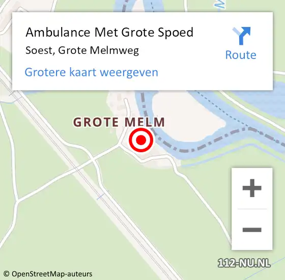 Locatie op kaart van de 112 melding: Ambulance Met Grote Spoed Naar Soest, Grote Melmweg op 3 december 2016 07:34